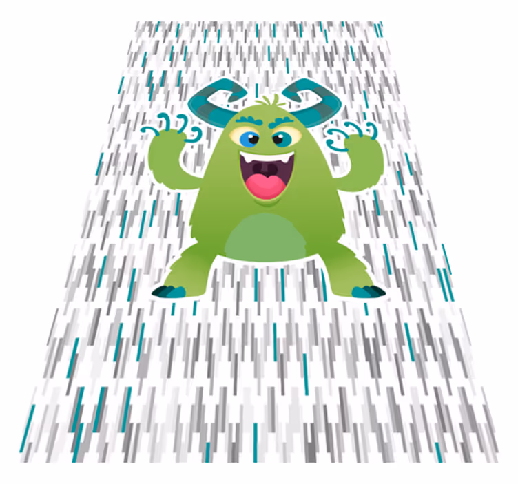 Green monster character kids vinyl rug - TenStickers