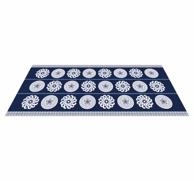 White and blue flower patchwork tile carpet - TenStickers