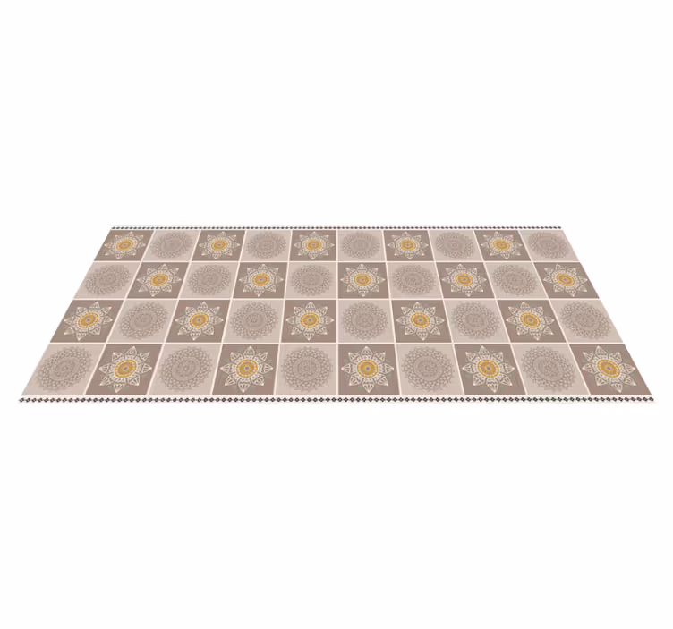 Intricate floral tiles mandala vinyl rug - TenStickers