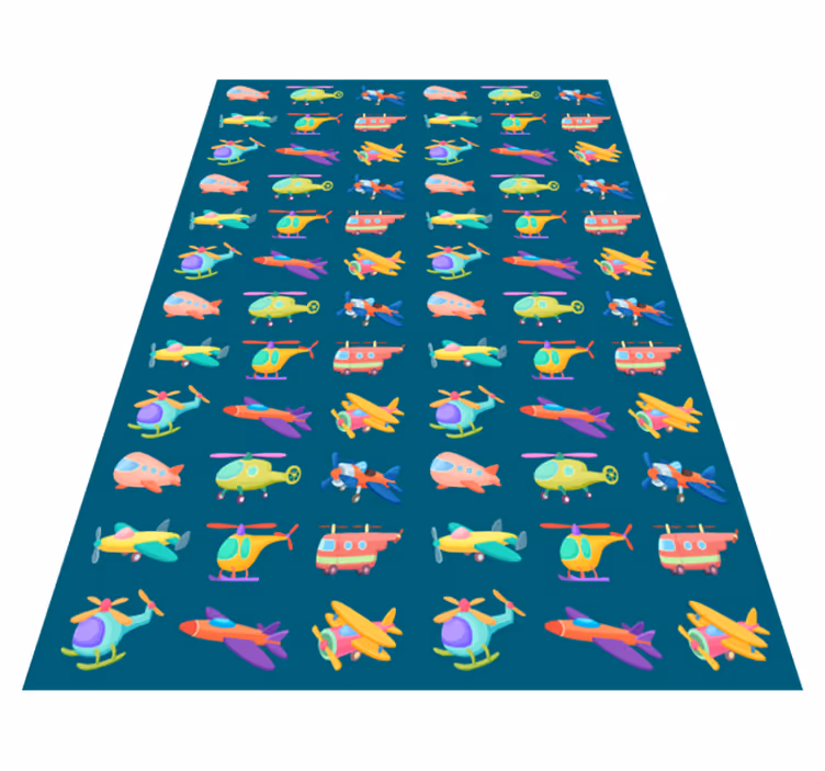 Colorful airplanes pattern kids vinyl rug - TenStickers