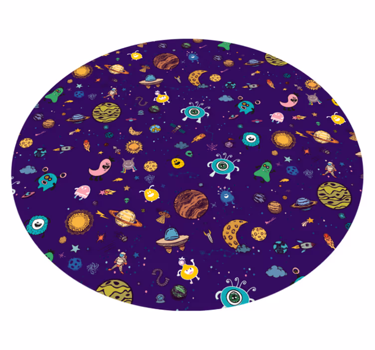 Cosmic Creatures Adventure kids vinyl rug - TenStickers