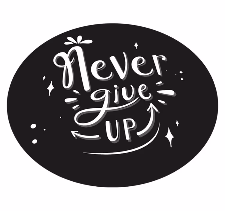 Custom rug with black design never give up - TenStickers