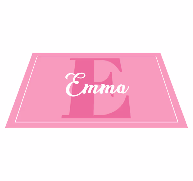Pink design with initial kids vinyl rug - TenStickers