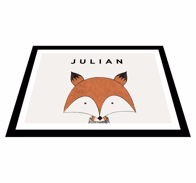 Red fox with name  personalized mat - TenStickers