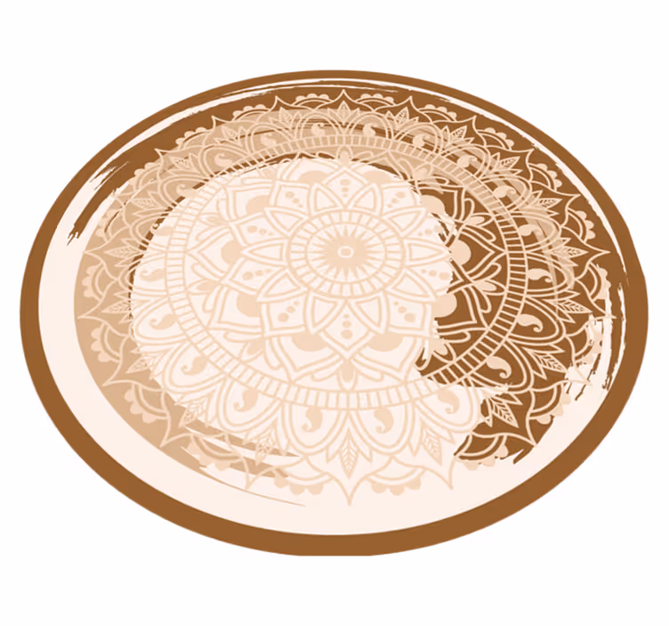 Graceful beige motif mandala vinyl rug - TenStickers