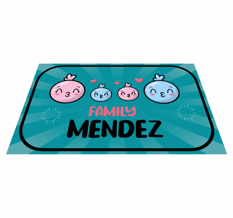 Water balloons with family name entrance hall vinyl rug - TenStickers