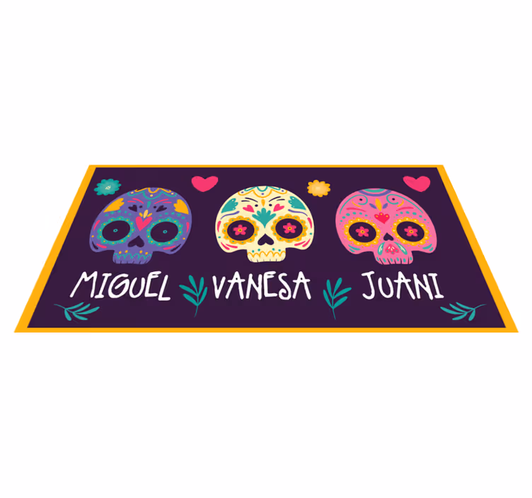Custom colorful skulls entrance hall vinyl rug - TenStickers