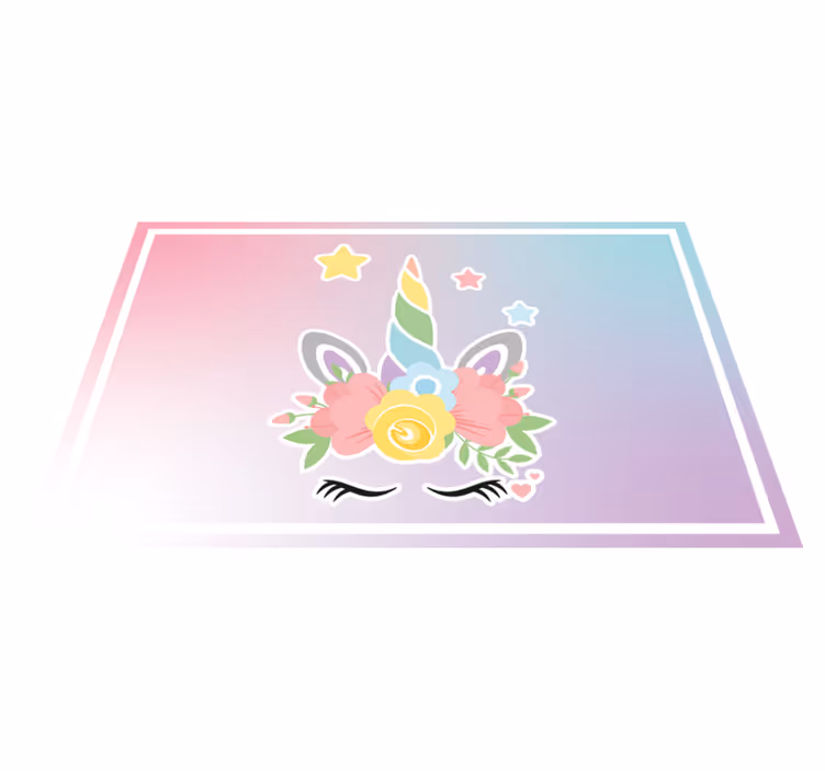 Unicorn Floral Charm kids vinyl rug - TenStickers