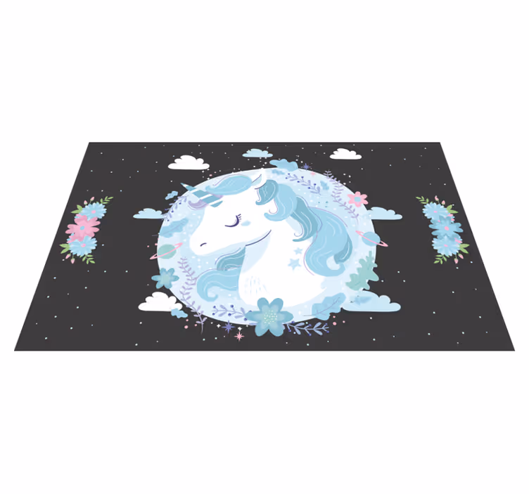 Dreamy Unicorn Scene kids vinyl rug - TenStickers