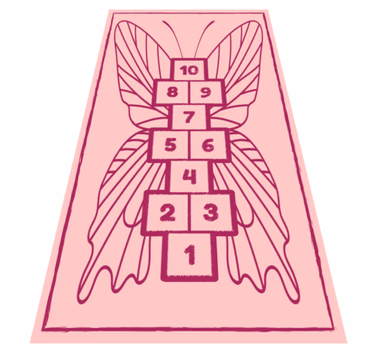 Pink butterfly hopscotch game vinyl rug - TenStickers