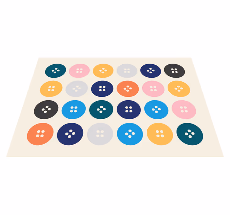 Colorful Button Pattern kids vinyl rug - TenStickers