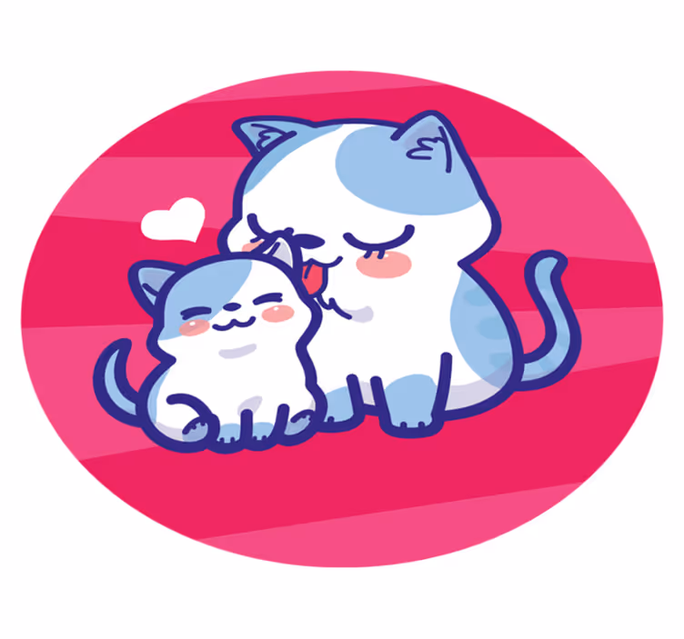 A mom cat with her baby cat circular rug - TenStickers