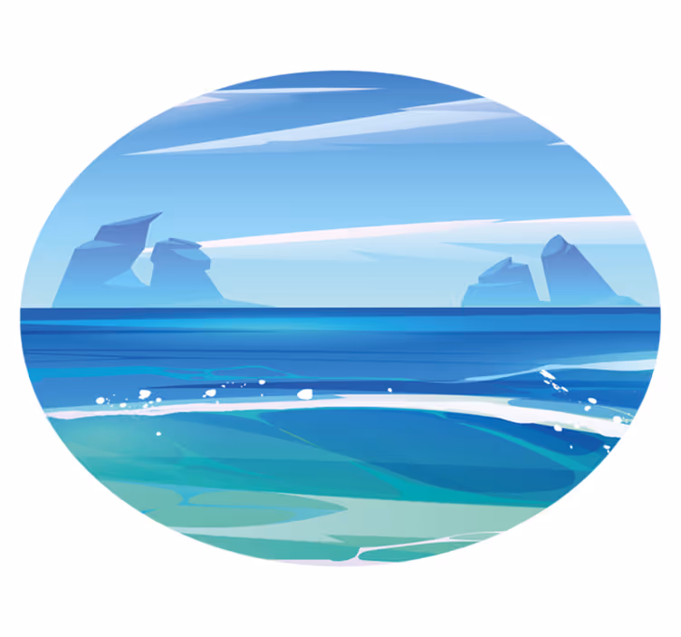 Rocks and sea cartoon nature vinyl rug - TenStickers