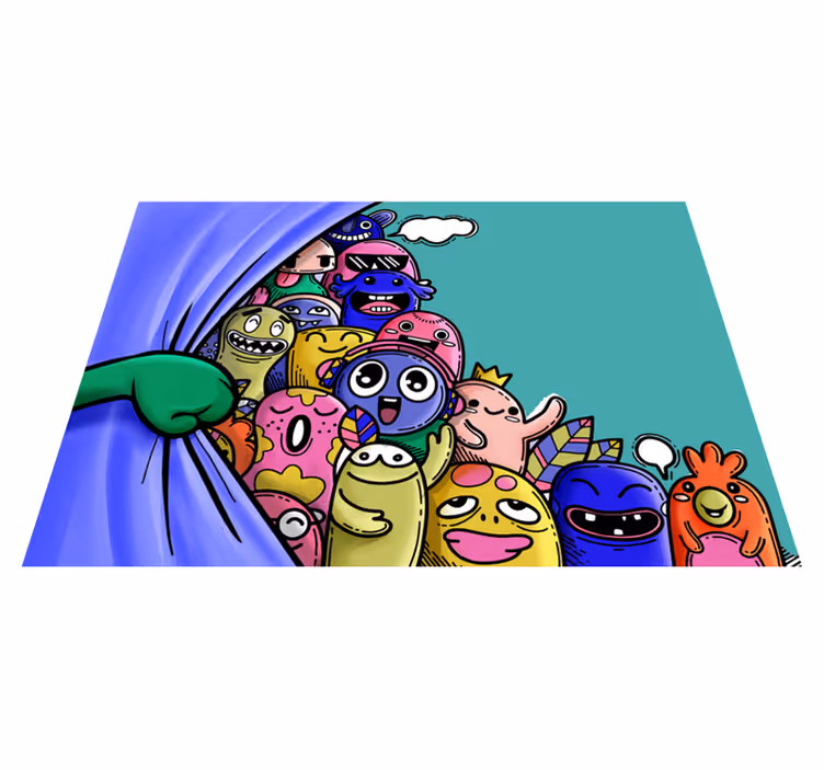 Colorful Monster Characters kids vinyl rug - TenStickers