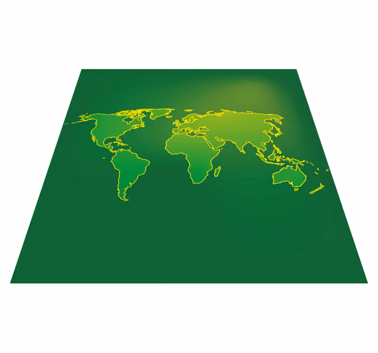 Emerald Realm Outline world map vinyl rug - TenStickers