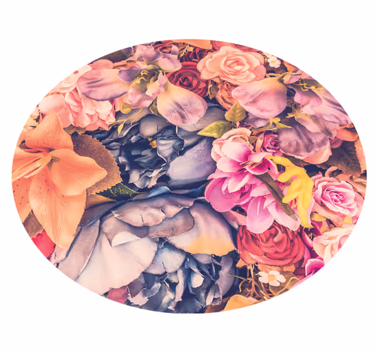 Botanical Circular Composition floral vinyl rug - TenStickers