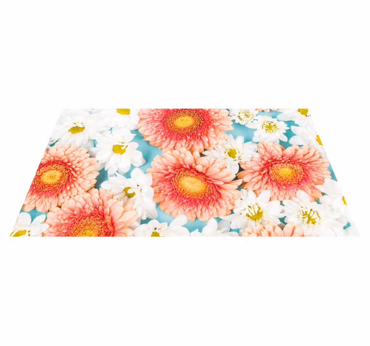 Daisy flowers close up floral vinyl rug - TenStickers