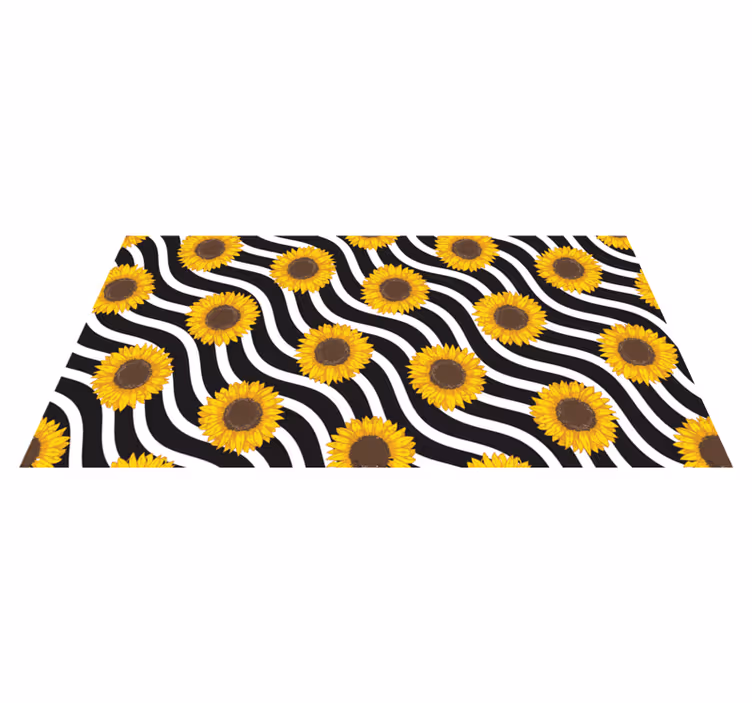 Sunflower Wave Pattern floral vinyl rug - TenStickers