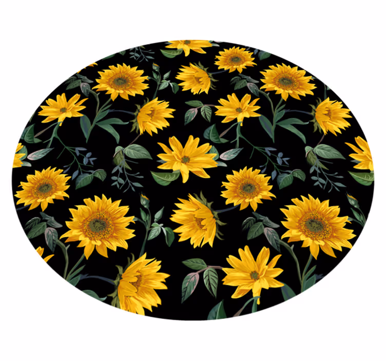 Sunflower Botanical Concept floral vinyl rug - TenStickers