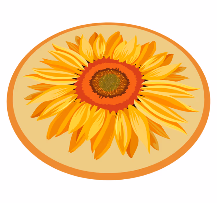 Sunflower Round floral vinyl rug - TenStickers