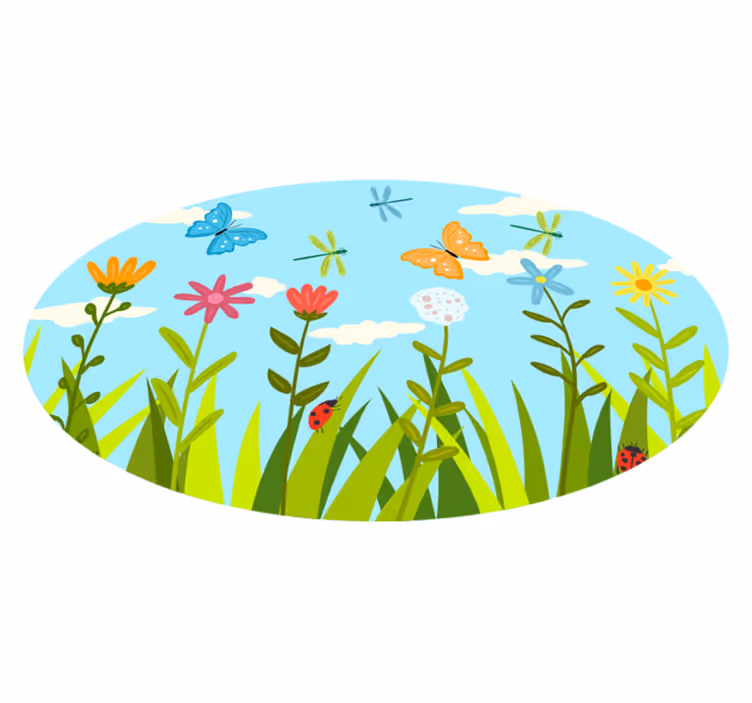 Floral vinyl rug in blooming garden design - TenStickers