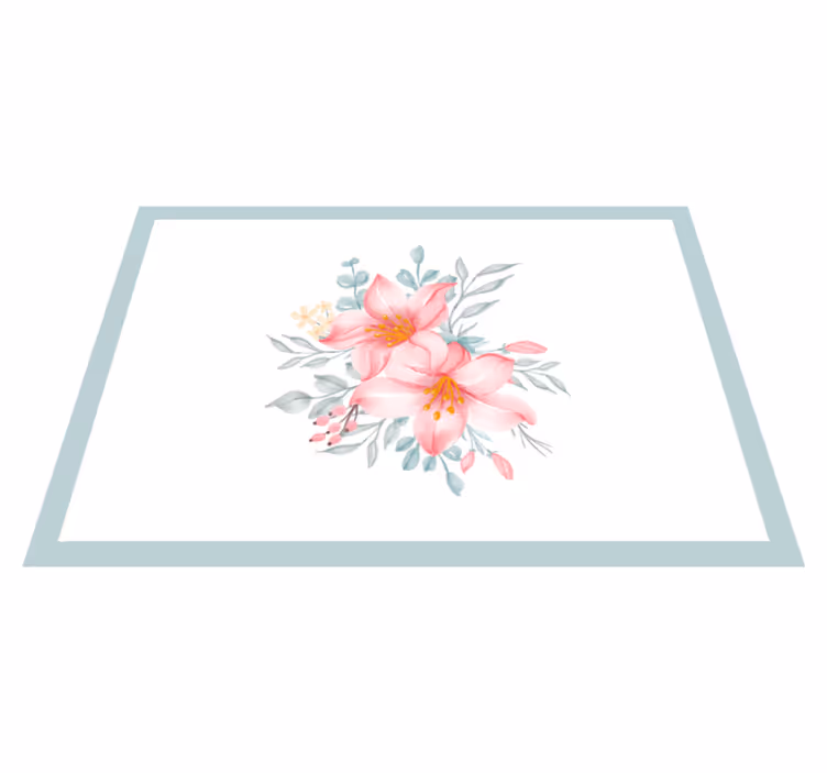 Pink Botanical Grace floral vinyl rug - TenStickers