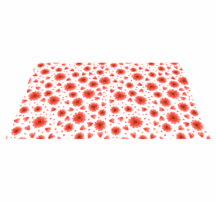 Floral vinyl rug floral heart design - TenStickers