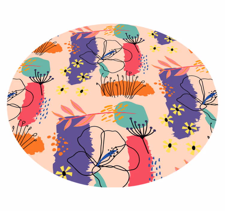 Vibrant Botanical Elements floral vinyl rug - TenStickers