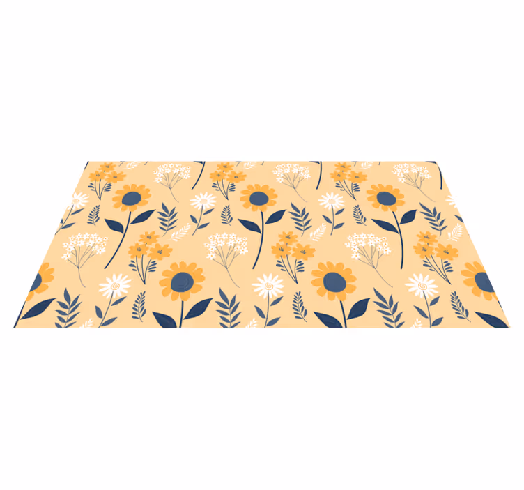 Floral vinyl rug joyful botanical arrangement - TenStickers