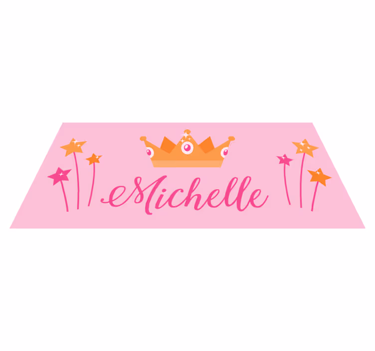 Wands and crown with name kids vinyl rug - TenStickers