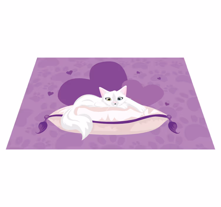 Sweet Cat Cushion animal vinyl rug - TenStickers