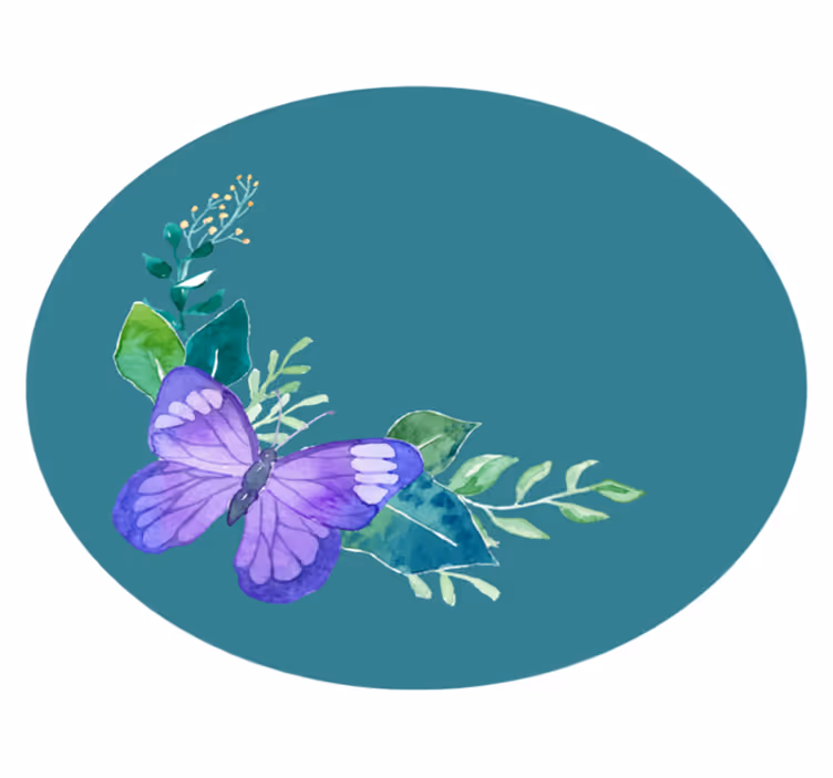Butterfly Botanical Motif floral vinyl rug - TenStickers