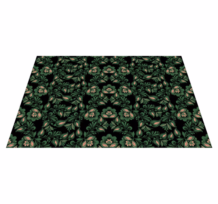Botanical Greenery Motif floral vinyl rug - TenStickers