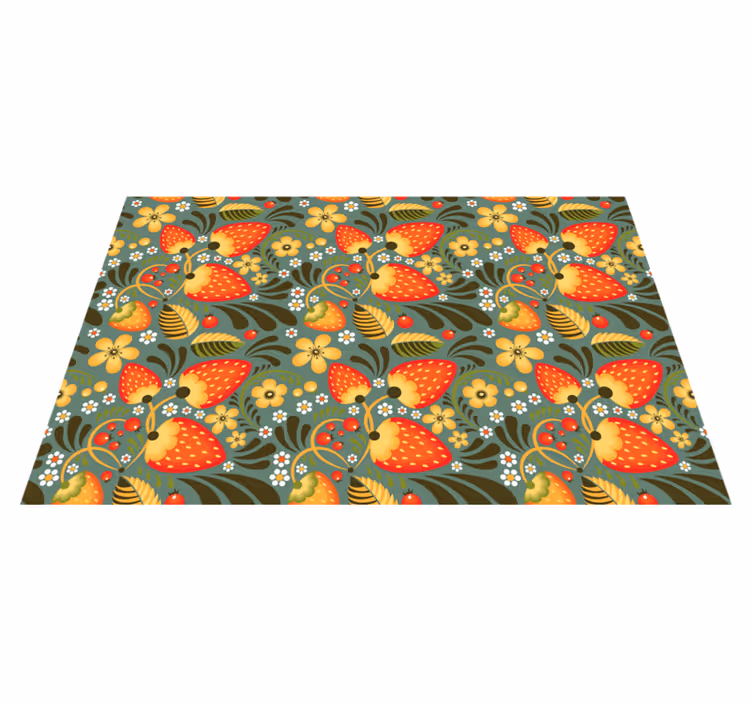 Bright Floral Pattern kitchen vinyl rug - TenStickers