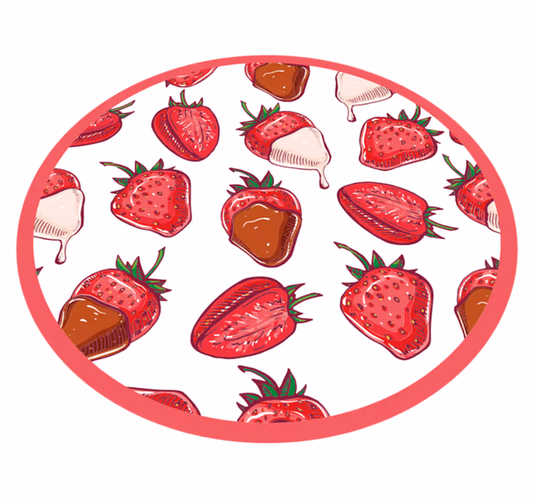 Sweet Strawberry Delight circular vinyl rug - TenStickers