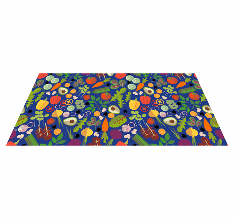 Vibrant Vegetable Pattern kitchen vinyl rug - TenStickers