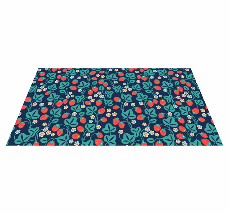 Strawberry Blossom Inspiration floral vinyl rug - TenStickers