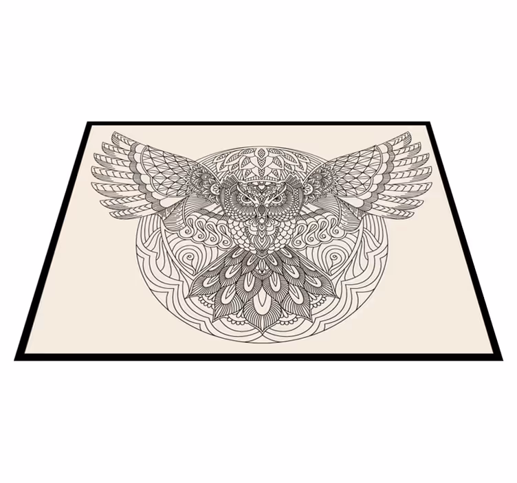 Elegant Owl Pattern mandala vinyl rug - TenStickers