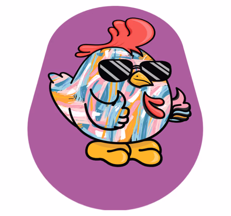 Chic Chicken Character kids vinyl rug - TenStickers