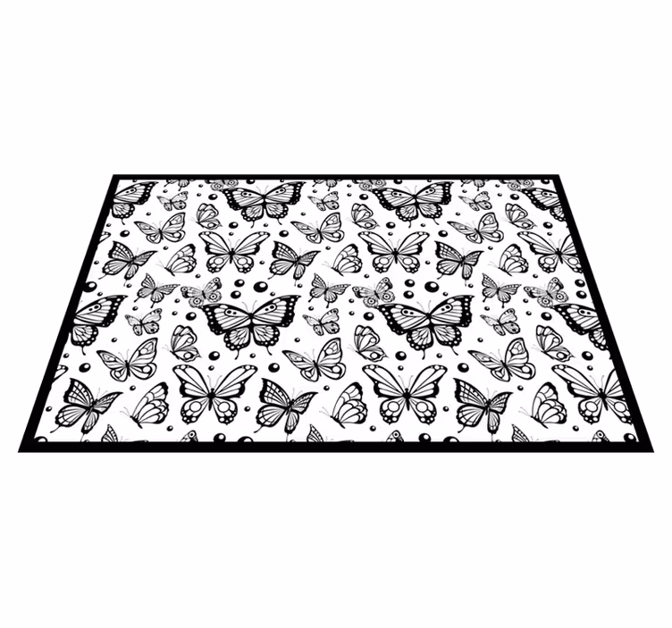 Monocolor butterflies and dots bathroom rug - TenStickers