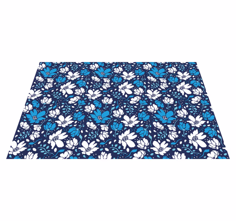 Floral vinyl rug in navy floral design - TenStickers