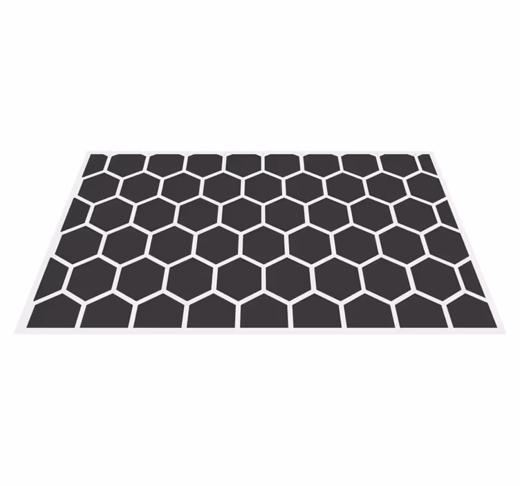 Black hexagons geometric figures geometric rugs - TenStickers