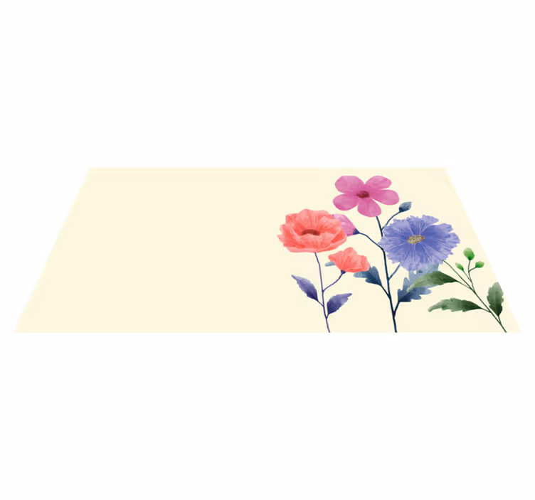 Floral vinyl rug in lively botanical design - TenStickers