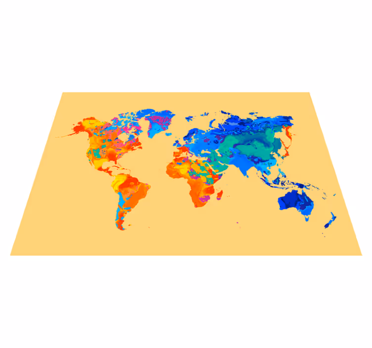 Bright world map world map vinyl rug - TenStickers