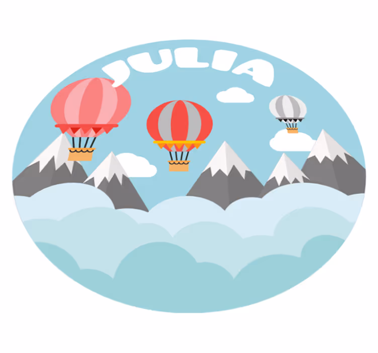 Grey and pink balloons personalised mat - TenStickers