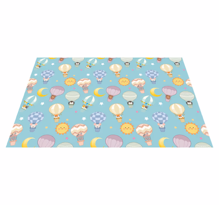 Whimsical Hot Air nursery vinyl rug - TenStickers