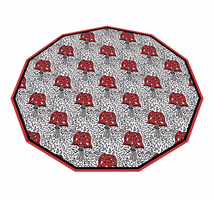 Pattern zentangle mushrooms kitchen floor tiles - TenStickers