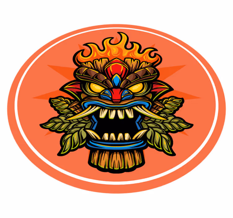 Teen vinyl rug tiki mask design - TenStickers