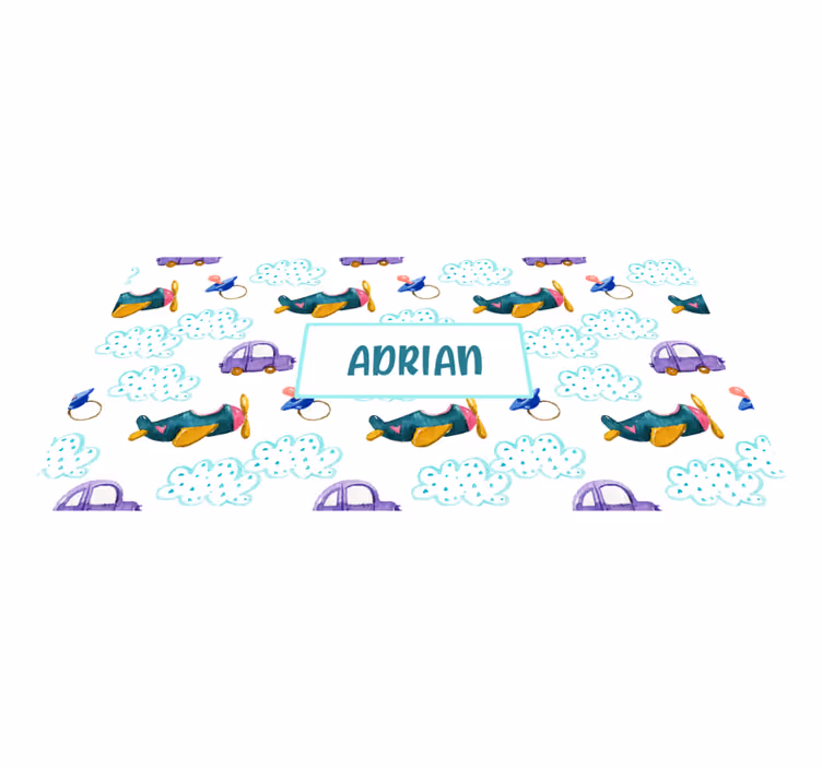 Whimsical Airplane Theme custom vinyl rug - TenStickers