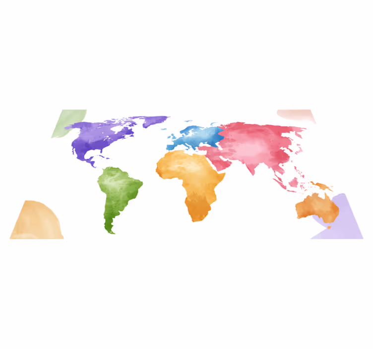 Colorful continents world map vinyl rug - TenStickers